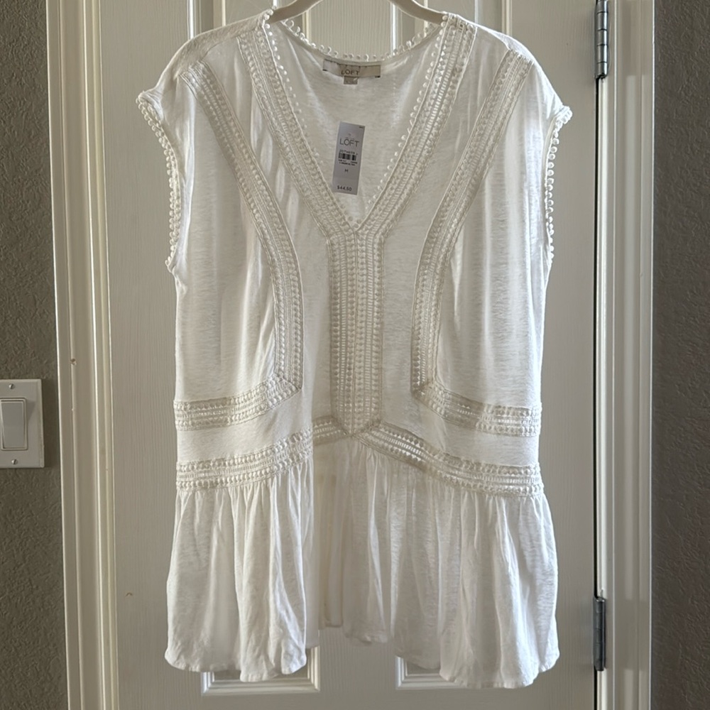 Loft cotton top NWT, color: white,Size:M